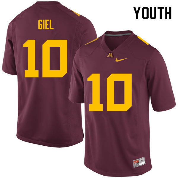 Youth #10 Paul Giel Minnesota Golden Gophers College Football Jerseys Sale-Maroon - Click Image to Close